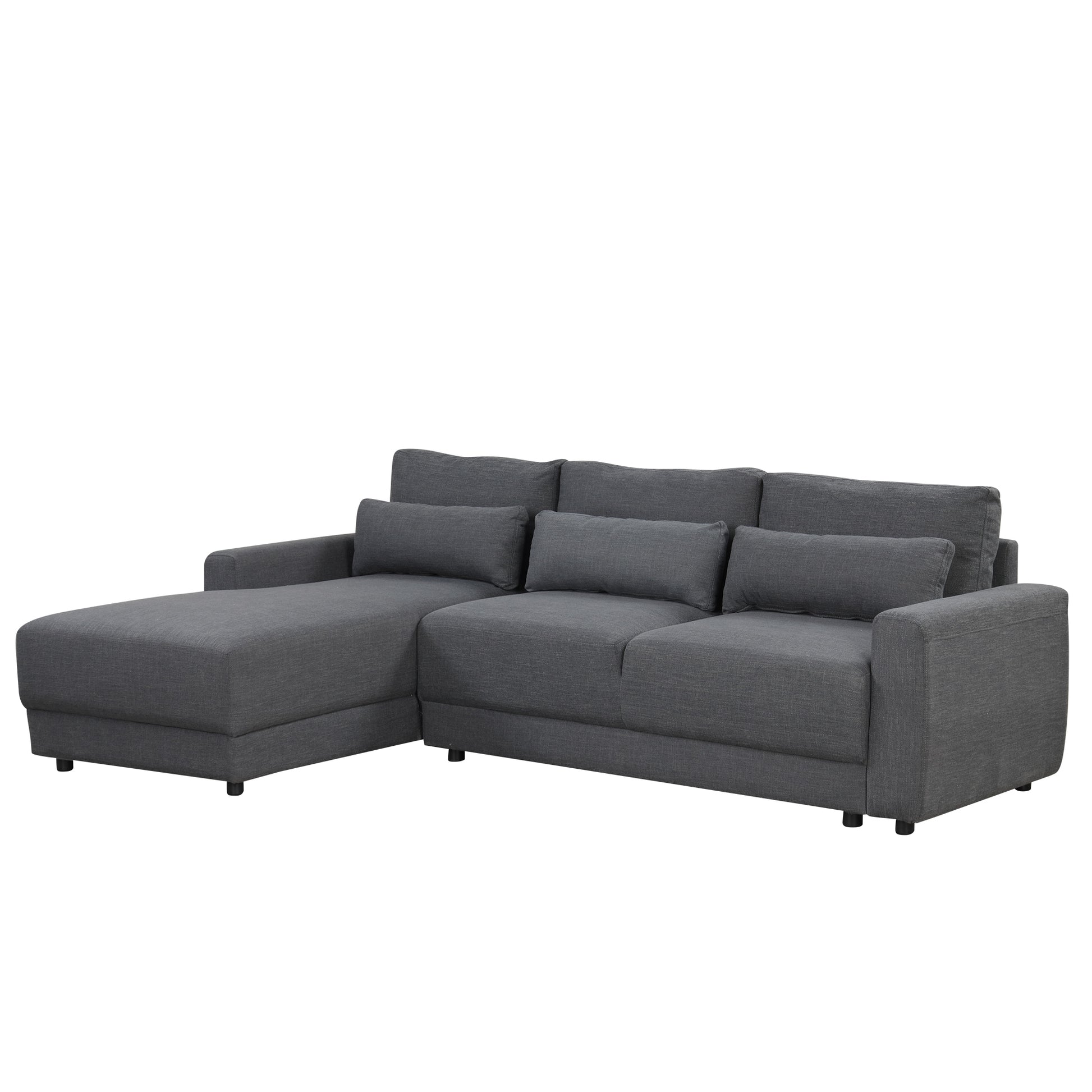 L Shaped Modular Sectional Sofa With Removable Back Cushions And 3 Pillows, Suitable For Living Rooms, Offices, And Apartments Gray Wood Linen 3 Seat