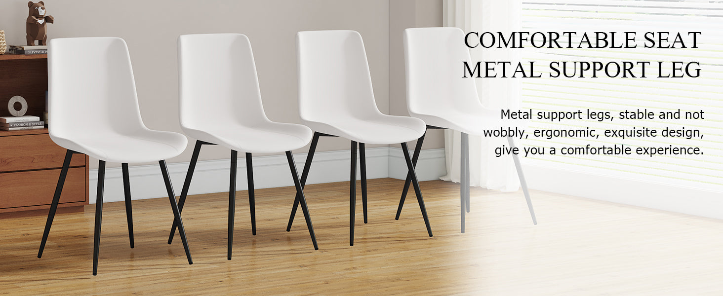 Table And Chair Set, Textured Top In Vintage Retro Grey Wood Grain Desktop, Black Metal Legs. Dining Chair With White Faux Leather Backrest Cushion With Black Metal Legs. Gray,Wood Seats 4 Mdf Metal