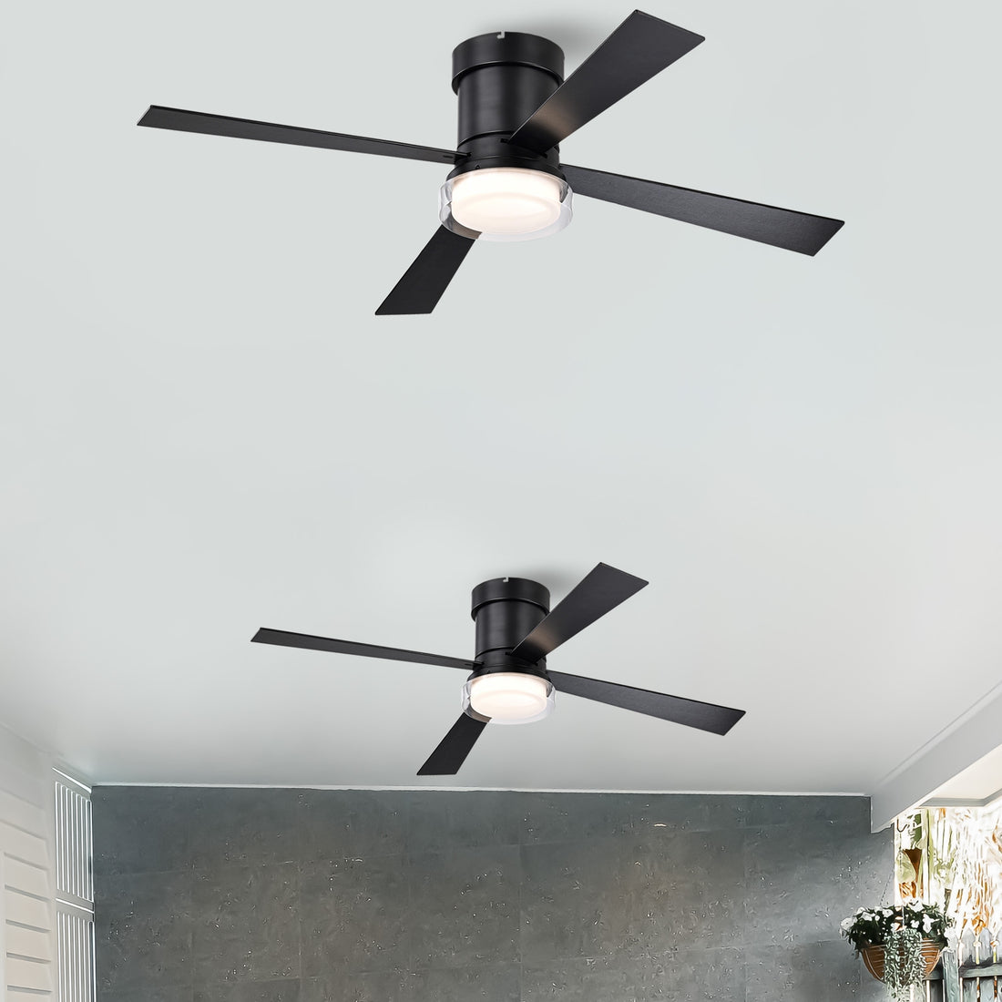 48'' Fandelier Ceiling Fans With Lights And Remote, Low Profile Ceiling Fan Flush Mount & Hang, 3000K 6500K Dimmable Led Fan Light, White Modern Ceiling Fans With Lights For Bedroom Matte Black Ceiling Fans 2700K 3000K Warm White Under 1000Lm American