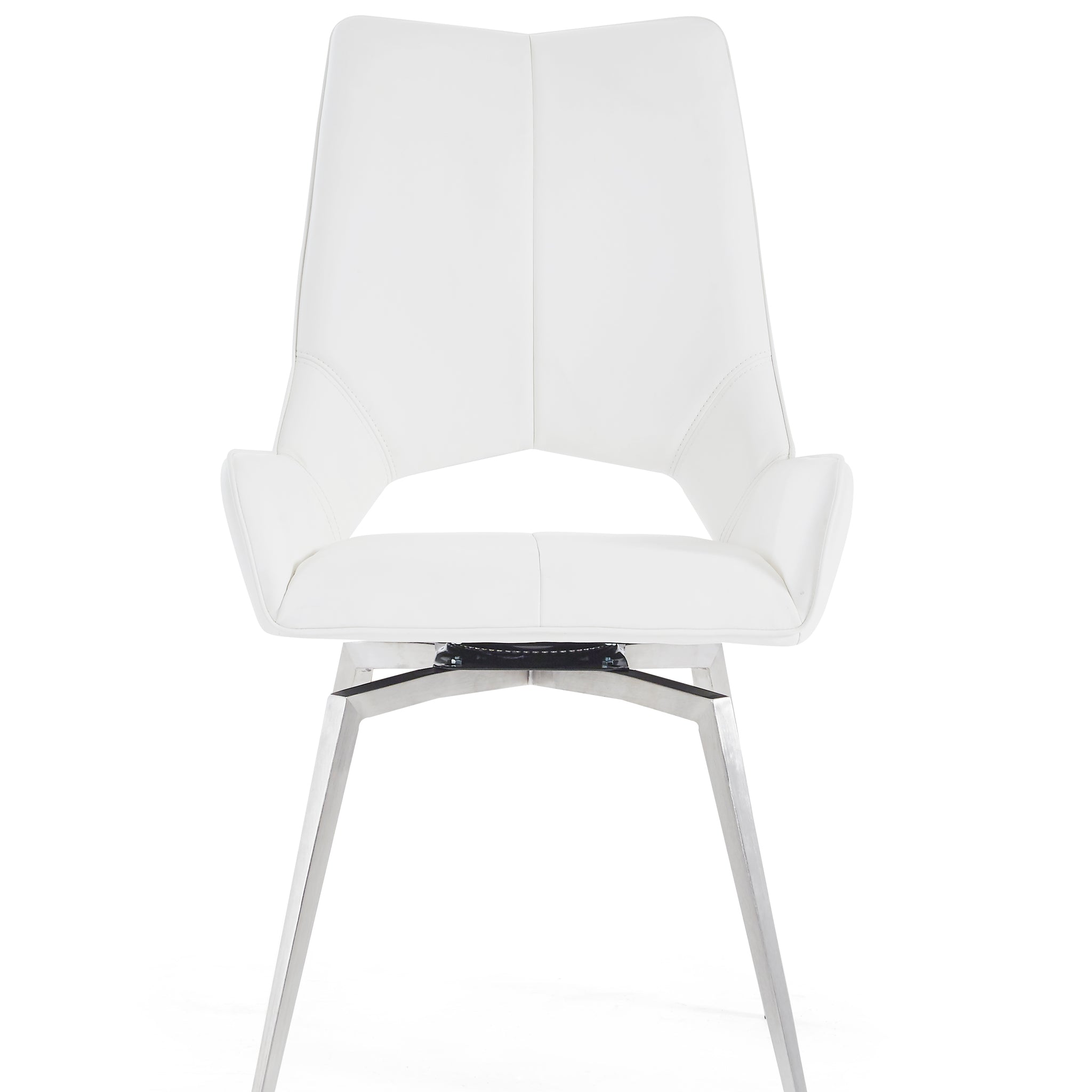 Jack Swivel White Dining Chair Kit Of 2 White Stainless Steel