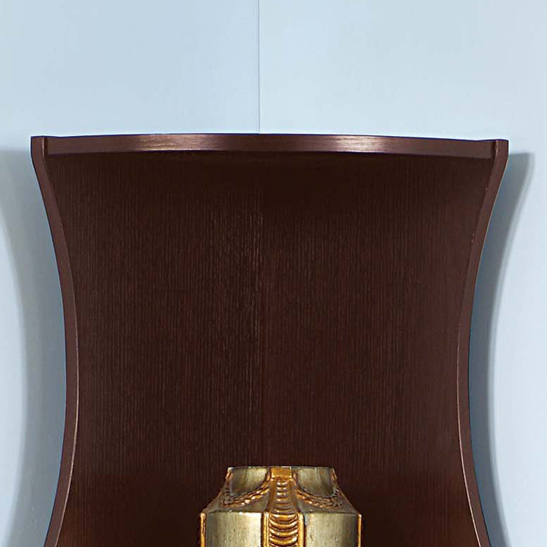 Five Shelf Corner Bookcase Rounded Shelf Fronts Quarter Circle Red Cocoa Color Espresso Particle Board Mdf