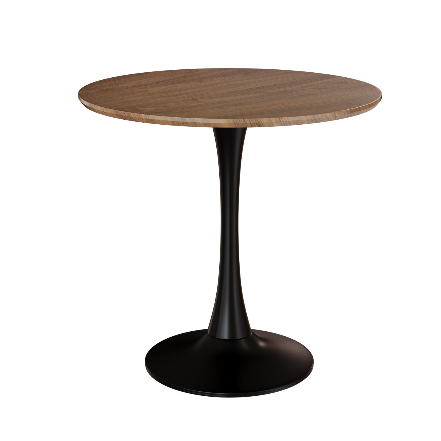 Walnut Color Round Dining Table, 31.5" Tulip Table Kitchen Dining Table 2 4 People With Mdf Table Top & Pedestal Base, Mid Century End Table Leisure Coffee Table Office Living Room Table Walnut Black Mdf