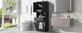 Tall Bathroom Cabinet With Laundry Basket, Large Storage Space Tilt Out Laundry Hamper And Upper Storage Cabinet, Black Black Mdf