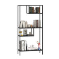 Modern Storage Shelf With 4 Compartments & Metal Legs, Freestanding Organizer,Book Shelves Display Shelves For Living Room, Bedroom, Home Office 4 Black Standard Primary Living Space Open Back Metal