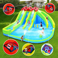 7 In1 Inflatable Water Park Three Slide With Blower Water Sprinkler Fountain Climbing Wall For Children Multicolor Oxford Fabric