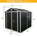 6X8Ft Resin Outdoor Storage Shed Kit Perfect To Store Patio Furniture,Black Black Polypropylene