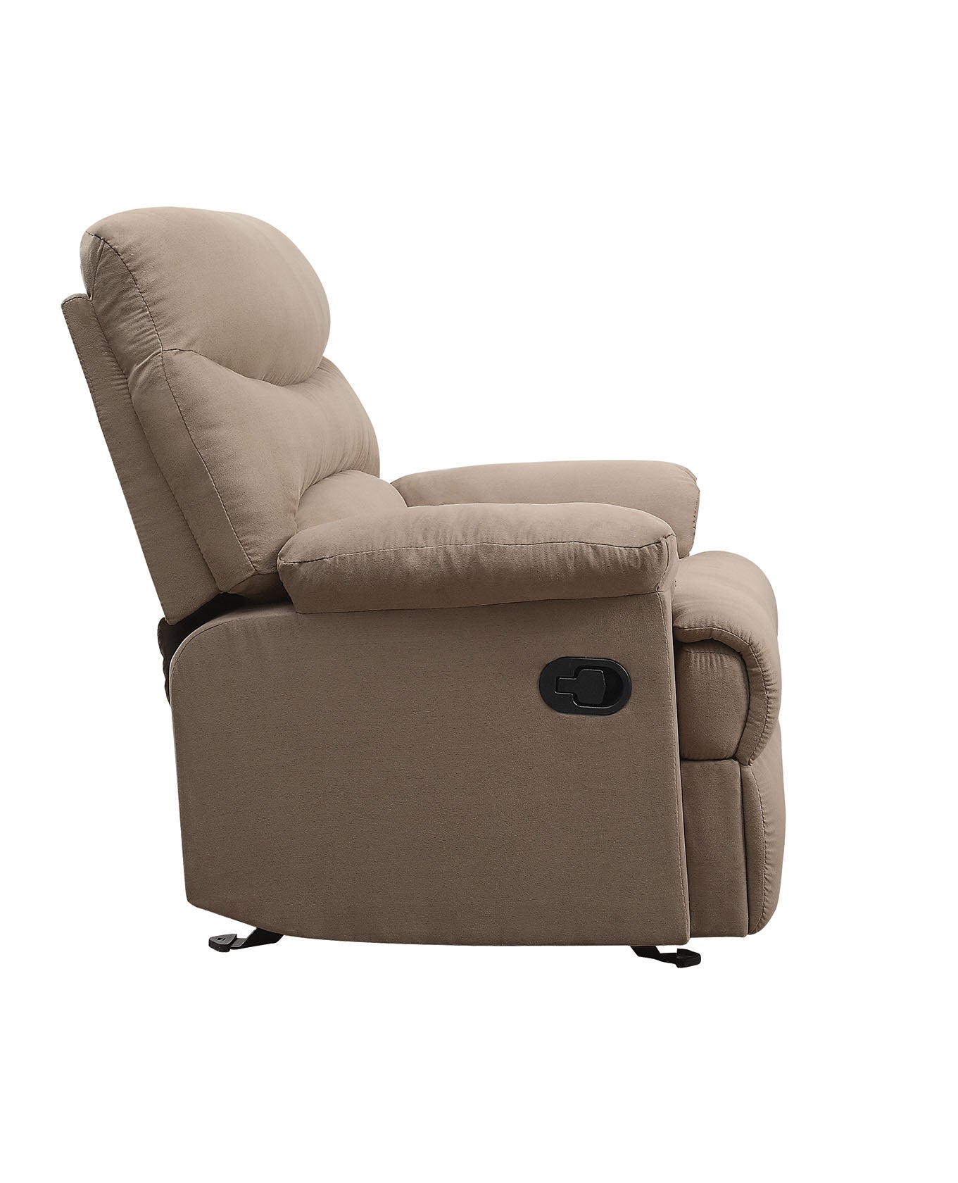 Light Brown Recliner With Pillow Top Armrest Light Brown Microfiber Manual Handle Metal Primary Living Space Tight Back Handle Pillow Top Arms Fabric Metal