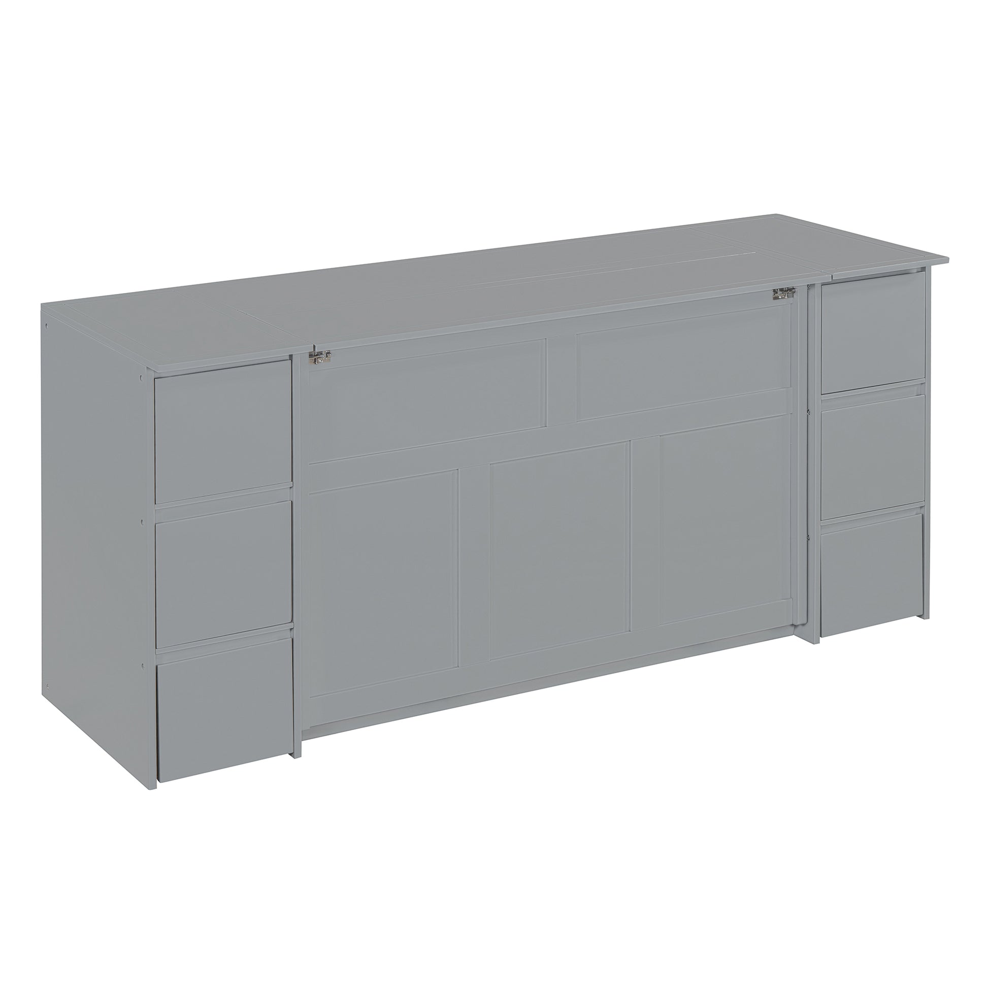 Full Size Murphy Bed With Drawers, Cabinets And Usb Ports,Gray Full Gray Mdf Lvl