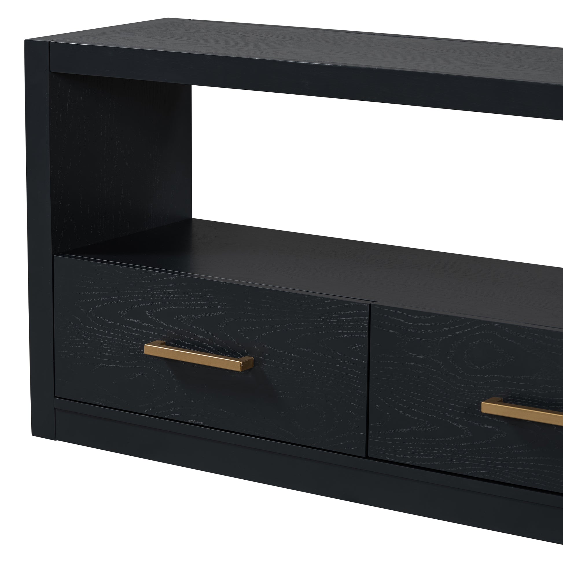 Mirod Stylish Tv Stand With Large Storage,Classic Design With Three Drawers And Spacious Surface,Minimalist Metal Handles,Versatile As Tv Console Or Side Cabinet Black 70 79 Inches Mdf