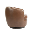 Upholstered Swivel Barrel Armchair With Storage Modern Living Room Side Chair For Bedroom Office Reading Spaces Pu Dark Brown Dark Brown Foam Upholstered