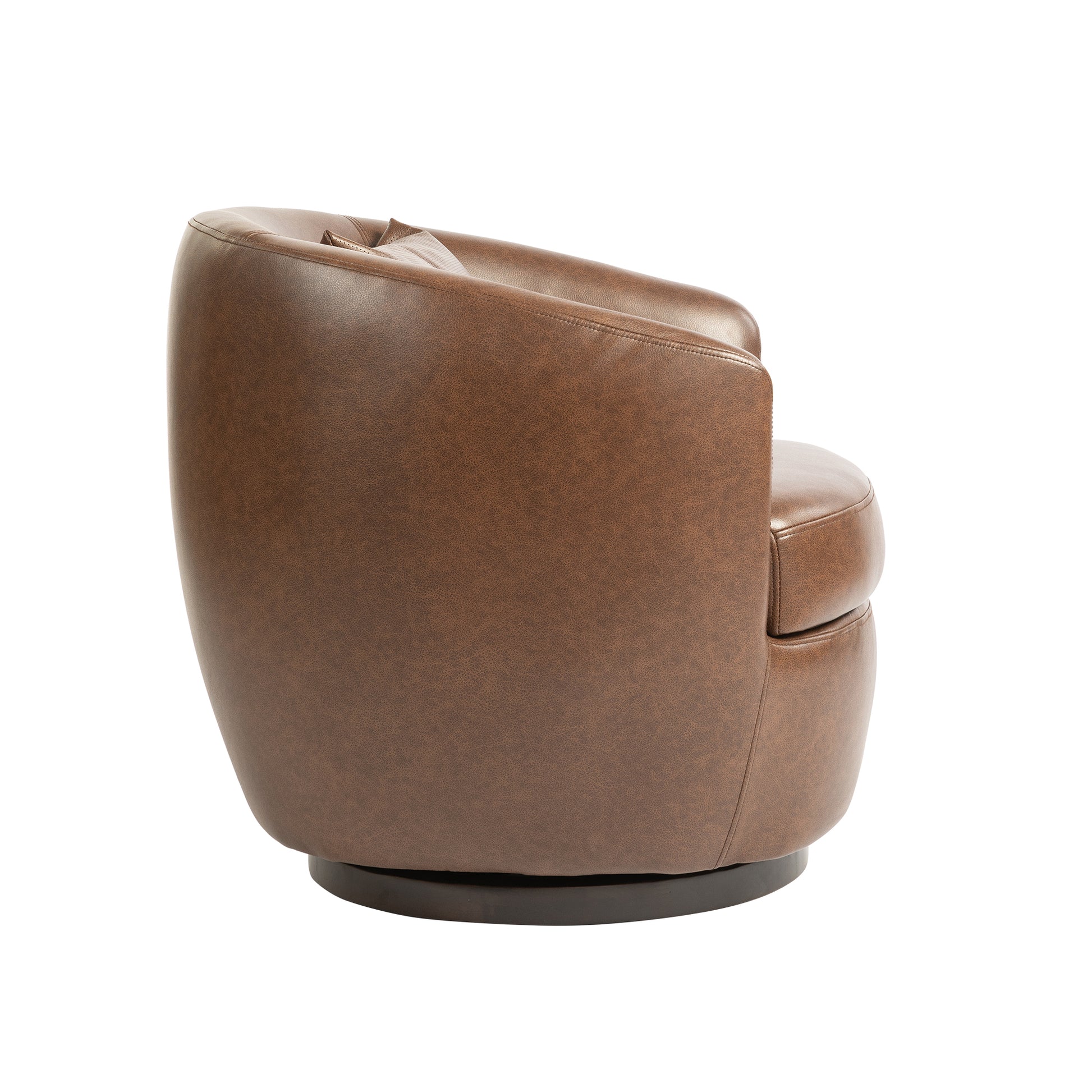 Upholstered Swivel Barrel Armchair With Storage Modern Living Room Side Chair For Bedroom Office Reading Spaces Pu Dark Brown Dark Brown Foam Upholstered