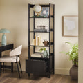 Transitional Narrow Bookshelf With Drawer On Bottom Black Black Mdf Mdf