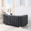 A Modern Channel Sofa Take On A Traditional Chesterfield,Grey Color,Seater Grey Velvet 2 Seat