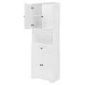 Tall Bathroom Cabinet With Four Doors, Large Storage Space Open Shelve, Upper Storage Cabinet, White White Mdf