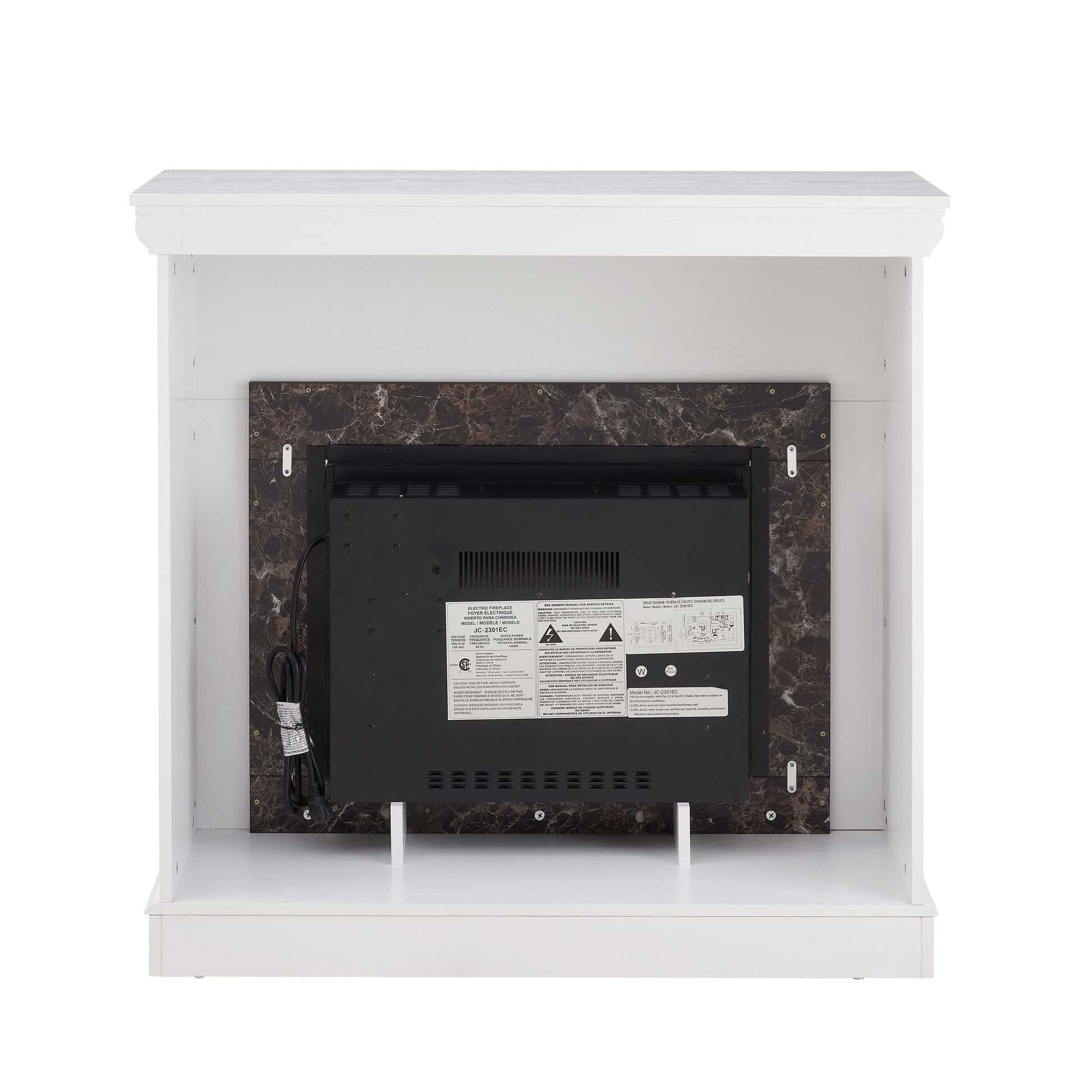 Electric Fireplace With Mantel,Fireplace Mantel Surround With 23" Fireplace Insert, Adjustable Flame, Remote Control White,41.34"W*14"D*40"H White Mdf
