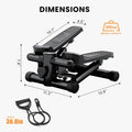 Mini Fitness Stepper, Hydraulic Fitness Stepper With Resistance Bands And Display, Silent Design, Weight Capacity 300Lbs, Portable Stepper For Total Body Workout,11.3