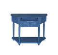 1 Drawer End Table,Side Table,Elegant Carved 1 Drawer End Table For Living Room Bed Room Study Entryway Navy Blue American Design Mdf