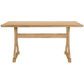 Retro 6 Piece Trestle Dining Table Set With Upholstered Dining Chairs And Dining Bench, Smooth Dining Backs For Dining Room, Living Room, Kitchen, Natural Upholstered Chair Wood Natural Beige Seats 6 Wood Dining Room Solid Wood Rubberwood Trestle
