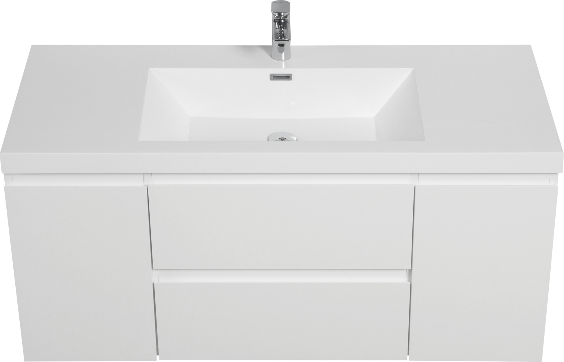 48" Floating Bathroom Vanity With Sink, Modern Wall Mounted Bathroom Storage Vanity Cabinet With Resin Top Basin And Soft Close Drawers, Glossy White 24V11 48Gw 2 White 2 Bathroom Wall Mounted Mdf