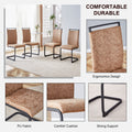 Table And Chair Set.Modern Dining Table, Tempered Glass Countertop With Artistic Mdf Legs.Paried With 6 Comfortable Chairs With Pu Seats And Metal Legs. Suitable For Various Decoration Styles. Black Brown,Transparent Seats 6 Mdf Metal