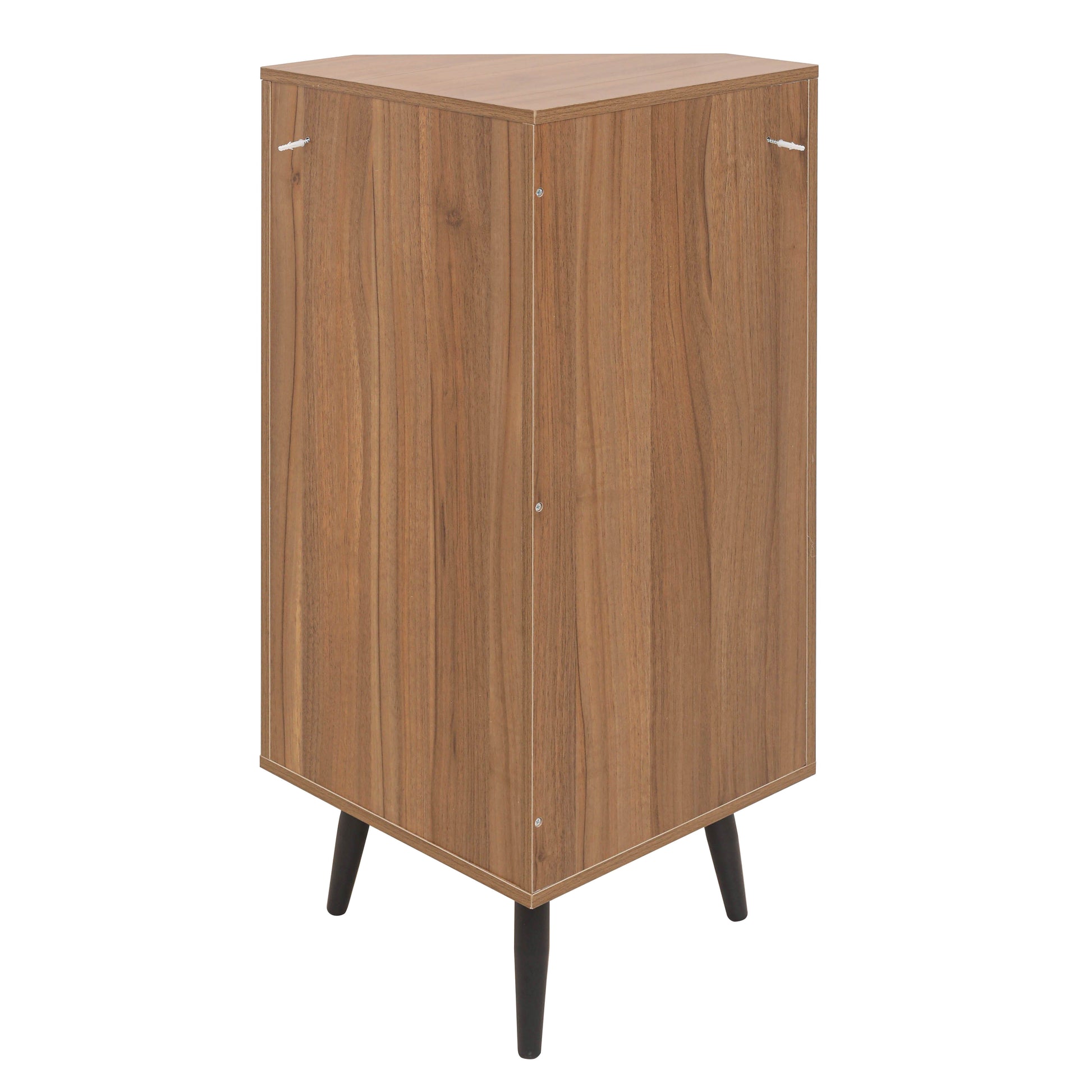 Corner Cabinet ,Rattan Door,Freestanding Corner Tables For Small Spaces, Corner Shelf Stand For Living Room, Kitchen, Bathroom, Bedroom Walnut Particle Board