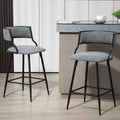 26'' Counter Height Bar Stools Pu Cover Kitchen Island Counter Bar Stool With Black Powder Coating Base And Footrest Grey Grey Kitchen Modern Foam Pu