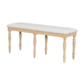 Vintage Traditional 50.4Inch Upholstered Dining Bench With 6 Solid Wood Legs, Natural Natural Dining Room Traditional Rubberwood Foam Rubber Wood