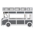 Twin Over Twin Bus Shaped Bunk Bed With Wheels And Storage, Gray White Box Spring Not Required Twin Grey White Wood Bedroom Solid Wood Mdf