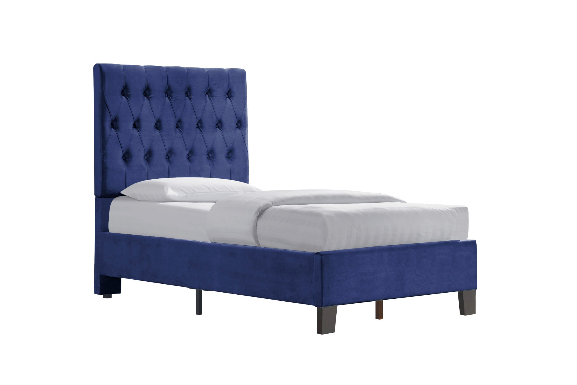 Luma Blue Twin Upholstered Bed Twin Blue Foam Solid Wood