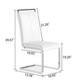 A Set Of 4 Artificial Leather Dining Chairs, Featuring An Arched Chair Design And Paired With Stainless Steel Legs. Silver White Pu Leather