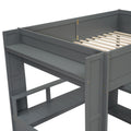 Wood Full Size Gaming Loft Bed With Desk, Multi Storage Shelves, Led And Charging Station, Dark Gray Box Spring Not Required Full Dark Gray Wood Bedroom Bed Frame Solid Wood Mdf