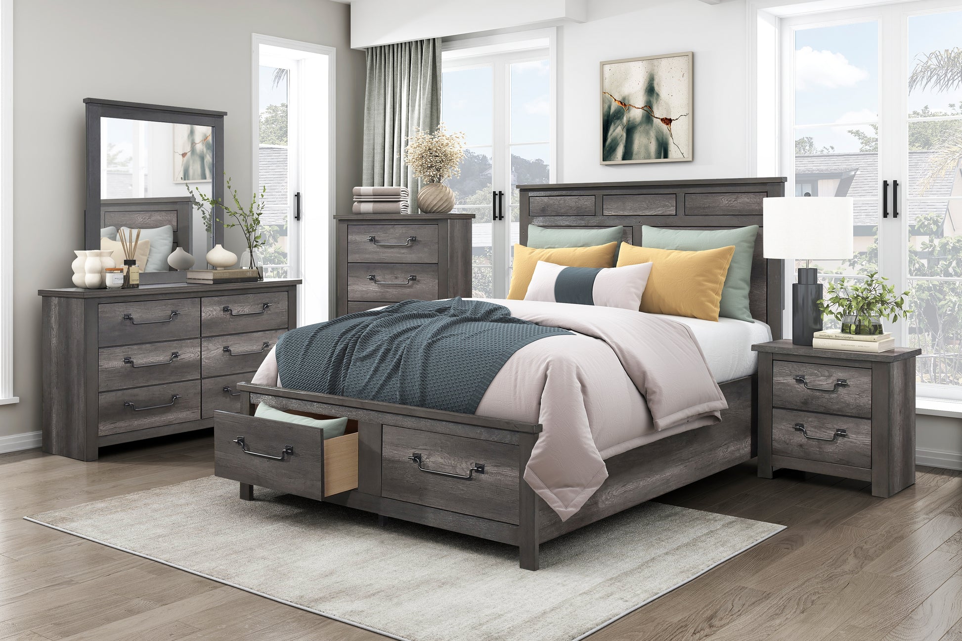 Gray Finish 6 Drawers Storage Dresser 1Pc Wooden Furniture Traditional Design Gray Wood