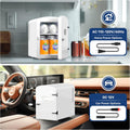 9 Cans Compact Mini Fridge, Warmer And Cooler Portable Refrigerator With Observation, Freon Free & Eco Friendly, 6L With Window, White White Polypropylene