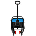 Mini Folding Wagon Garden Shopping Beach Cart Black Blue Brake Black Blue Metal