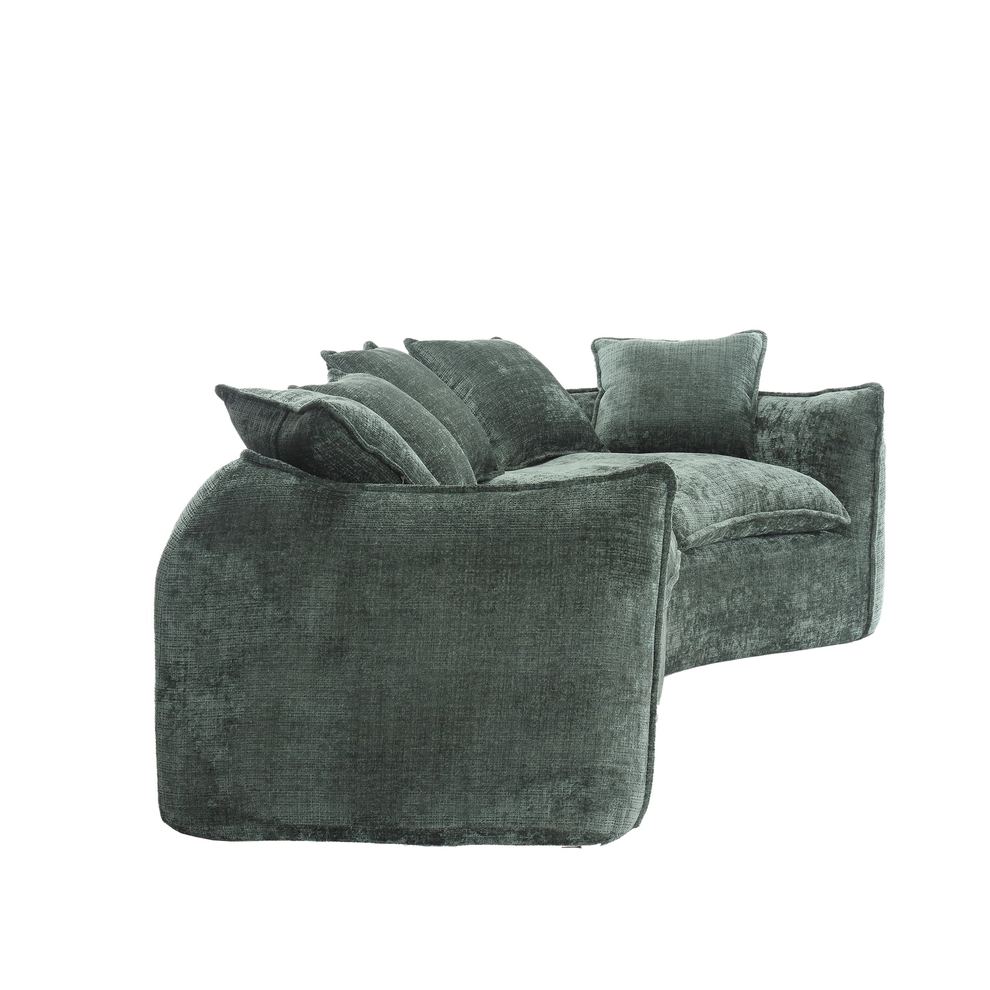 Modular Sectional Sofa, U Shaped Couch With Sofa For Five & Pillows, Modern Minimalist Chenille Fabric Large Comfy Cloud Sofas, Living Room Furniture Sets Emerald Chenille 5 Seat