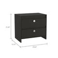 Lily Nightstand, Two Drawers Black Mdf Engineered Wood