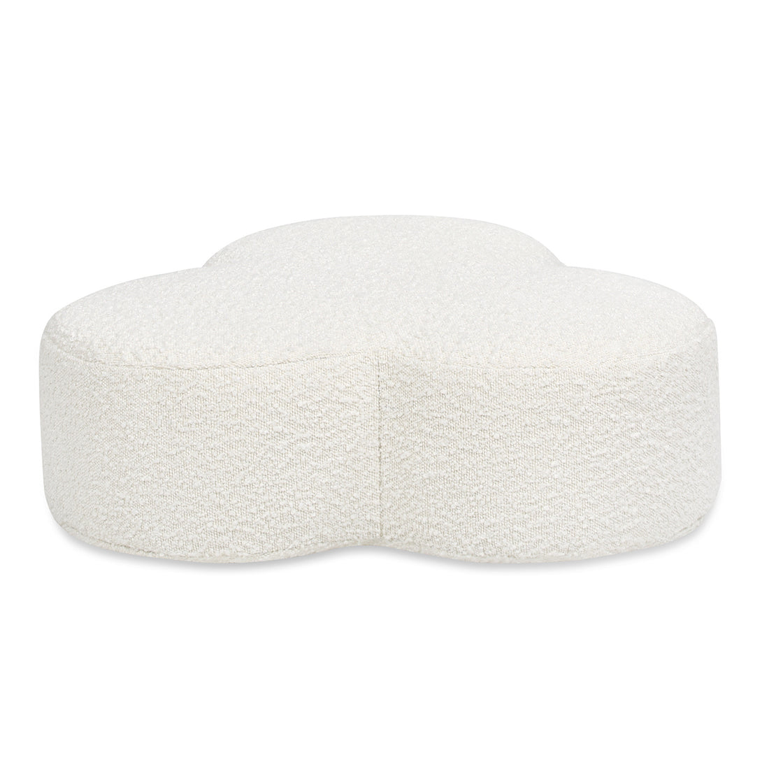 Cr 26.5" Floor Cushion Footrest Ottoman, Ivory White Boucle White Foam Boucle