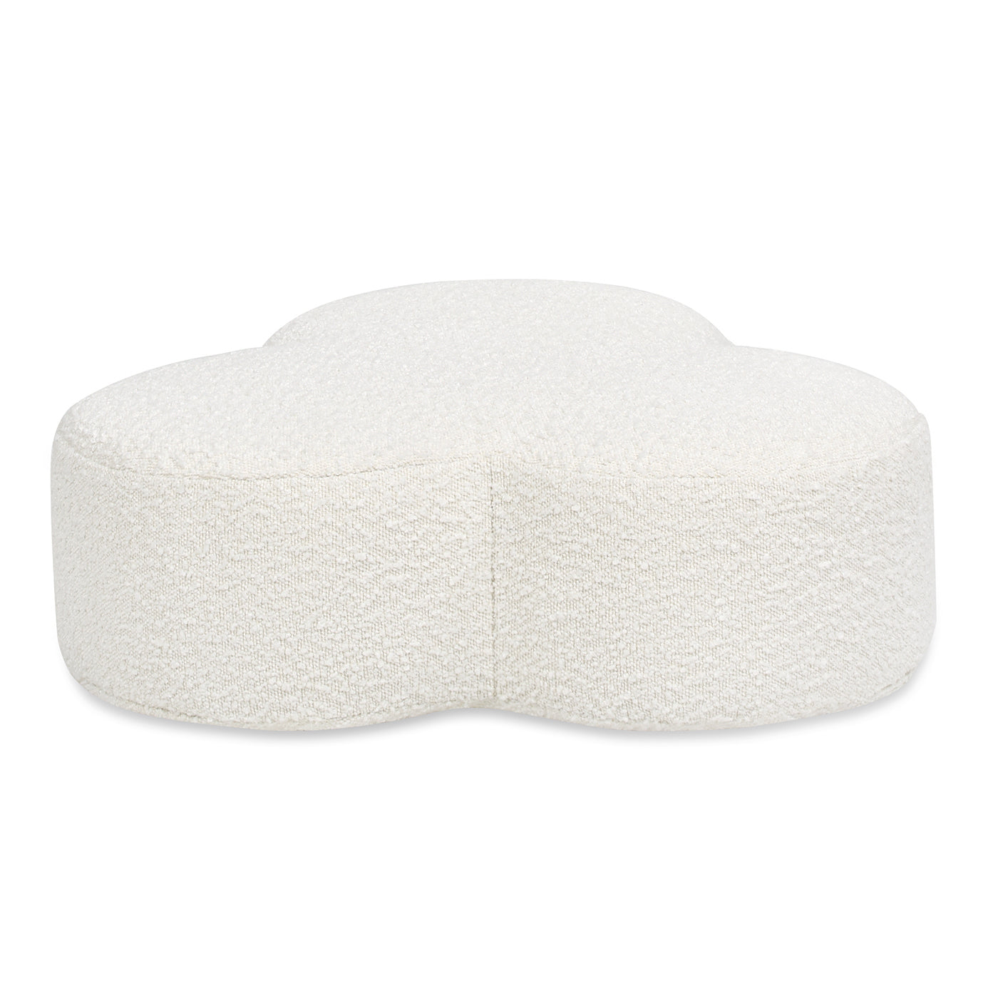 Cr 26.5" Floor Cushion Footrest Ottoman, Ivory White Boucle White Foam Boucle