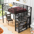 Full Size Metal Loft Bed With Wardrobe, Desk, Storage Shelves, Black Expected Arrival Time: 10.3 Box Spring Not Required Full Black Metal Mdf Metal