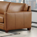 Naples Leather Loveseat Cognac Down Filling Genuine Leather