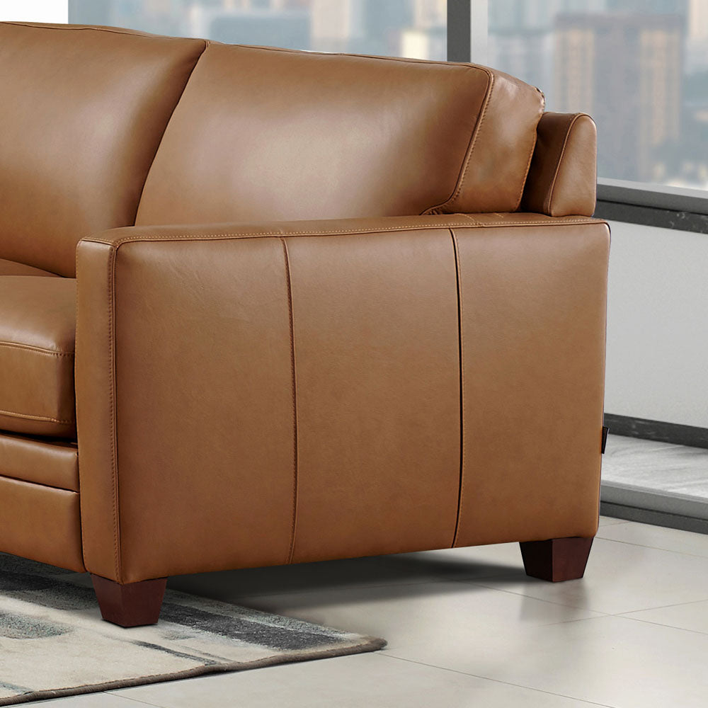 Naples Leather Loveseat Cognac Down Filling Genuine Leather
