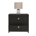 Lily Nightstand, Two Drawers Black Mdf Engineered Wood