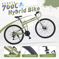 21 Speed Hybrid Bike Disc Brake 700C Road Bike For Men Women'S City Bicycle Cycling Green Garden & Outdoor Aluminium