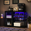 Bar Cabinet,Wine Bar Cabinet,Liquor Storage Credenza,Sideboard With Wine Racks & Stemware Holder,With Uab Socket,Metal Bracket,Canbeplacedin Familybars,Hallways,Living Rooms,Color:Black Marble Texture 3 4 Spaces Black Primary Living Space Built In