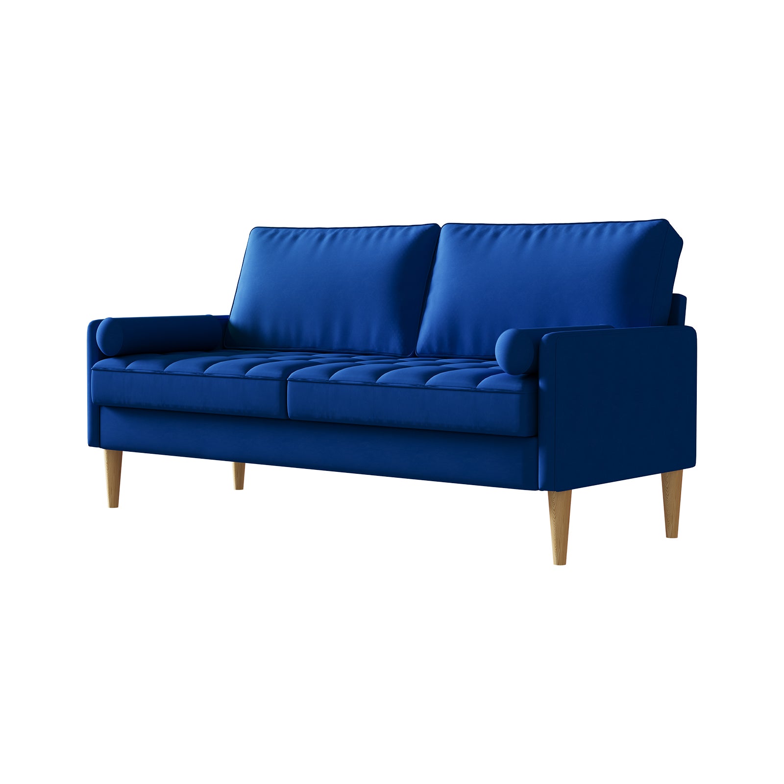 Roma 67.7'' 3 Seater Sofa Couch For Living Room, Modern Sofa,Small Couches For Small Spaces,Upholstered 3 Seater Couch For Bedroom, Apartment, Home Office, Tool Free Assembly,Blue Blue Velvet Wood