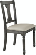 Wallace Tan Linen & Weathered Gray Finish Side Chair Set Of 2 Gray,Tan Linen,Synthetic Wood