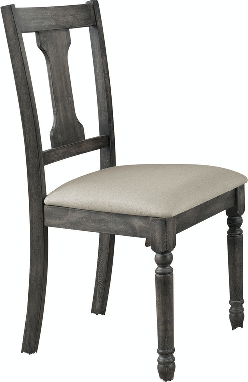 Wallace Tan Linen & Weathered Gray Finish Side Chair Set Of 2 Gray,Tan Linen,Synthetic Wood