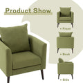 Barrel Chair, Modern Accent Chair, Fabric Armchair Club Chair,Upholstered Arm Chair With Solid Wood Legs,Waist Pillow,Padded Single Chair For Living Room Bedroom Study Waiting Room,Olive Green Olive Green Light Brown Primary Living Space Modern