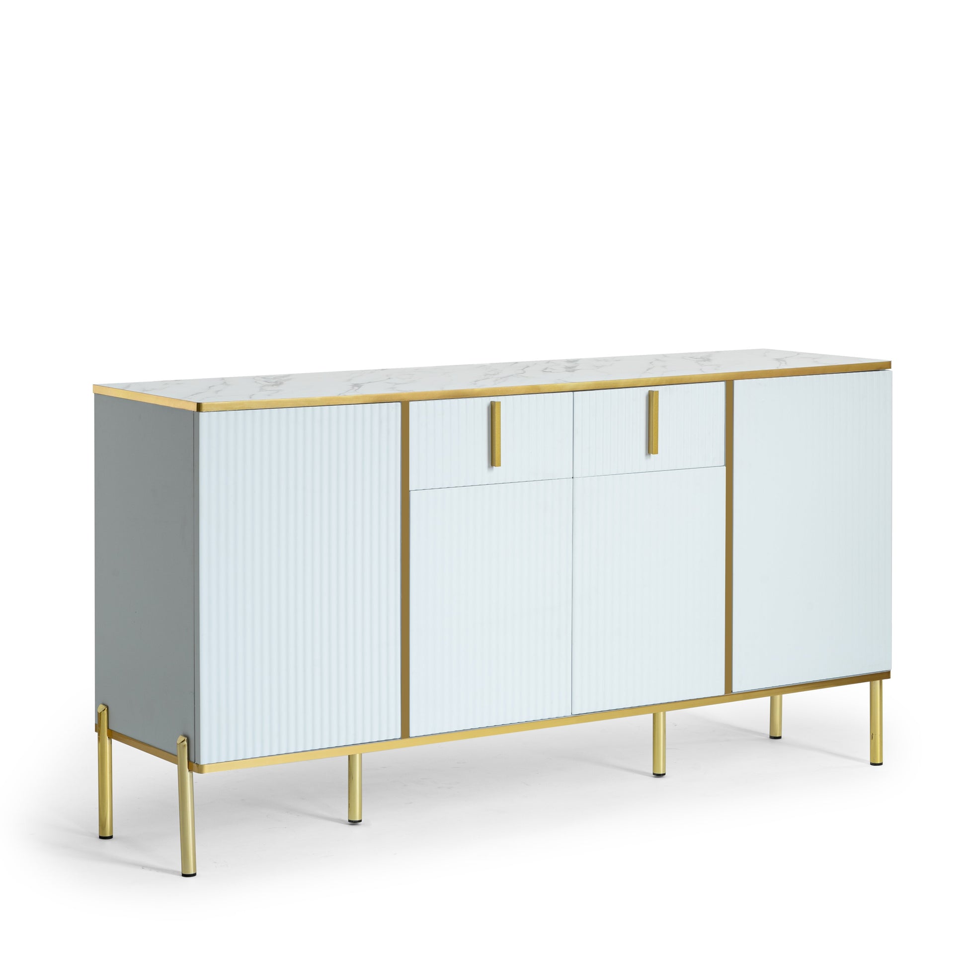 Four Doors And Two Drawers,Modern Sideboard Buffet Cabinet Storage Cabinet For Living Room,Kitchen,Dining Room,Hallway,White White White Dining Room Modern Drawers Included Mdf,Particle Board