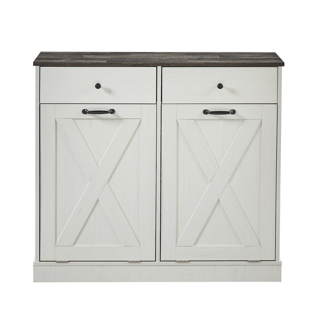 Wf003 Tc2 7034K Double Door Trash Can Tilt Trash Cabinet Kitchen Trash Can White White Solid Wood